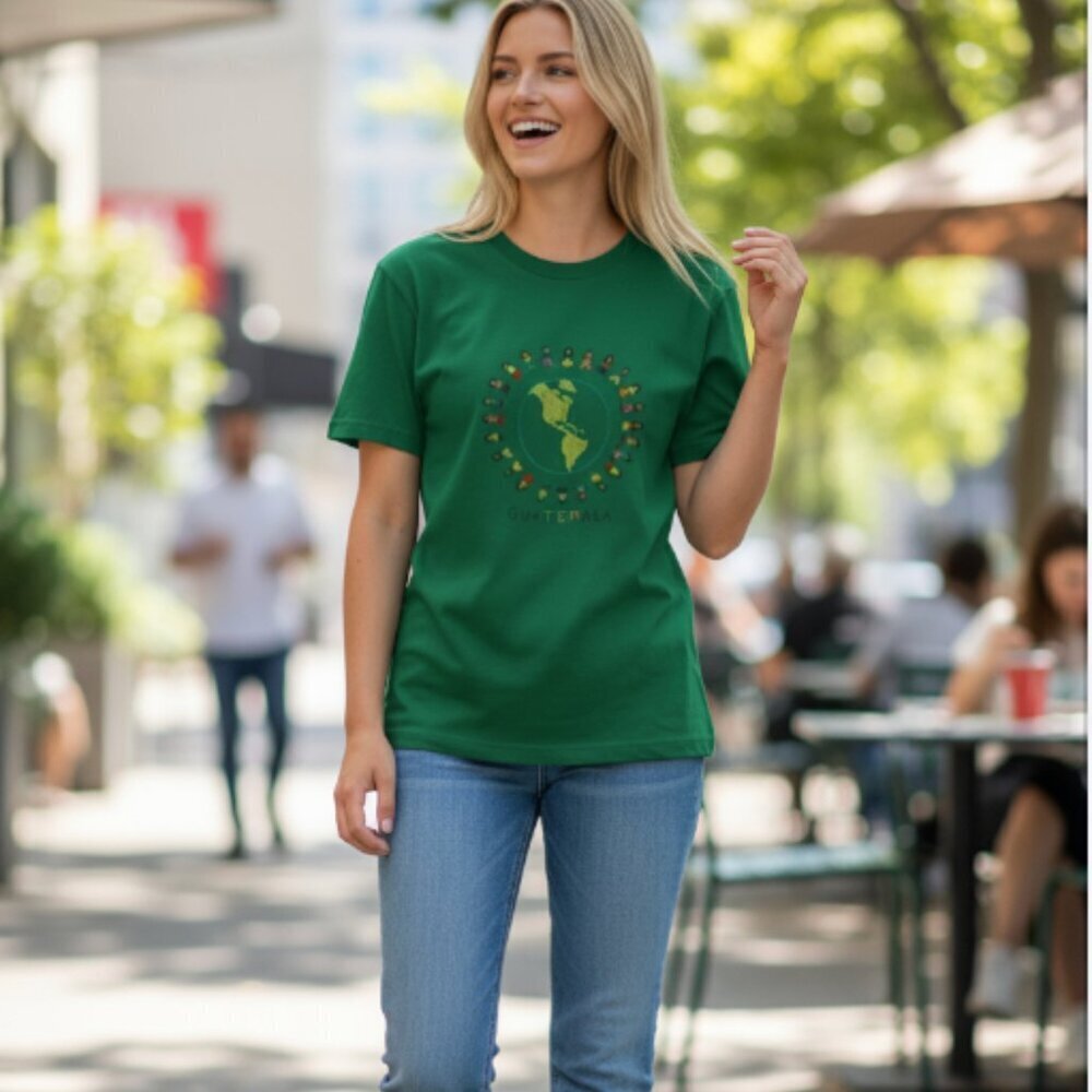 Sport Fine Guatemala Tee Shirt Large L Embroidered Green Short Sleeves